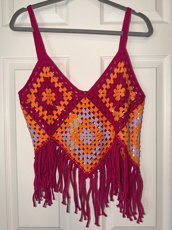Circus NY by Sam Edelman Tops - Circus by Sam Edelman Crochet Fringe Camisole in Fuchsia, Orange, Lavender